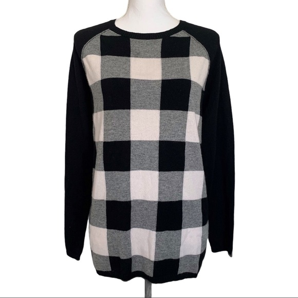 Autumn Cashmere Black/White Buffalo-Check Sweater - Picture 2 of 6
